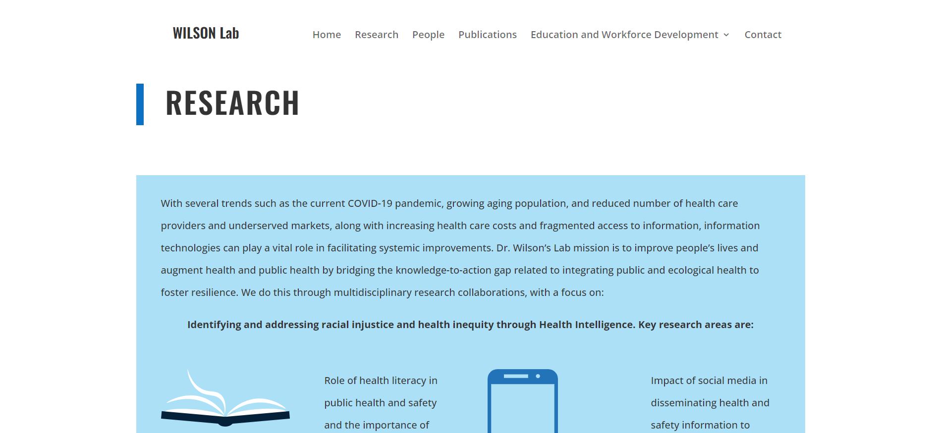 Image of the Wilson lab research page